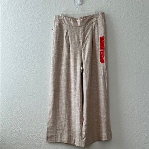 Ella Moss Textured Tan Linen Pants